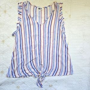 West K Ophelia Top Women's Medium Tie Front Ruffle Flutter Sleeves Coquette